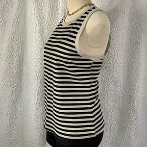 STYLUS Striped Black and Tan Sleeveless Top